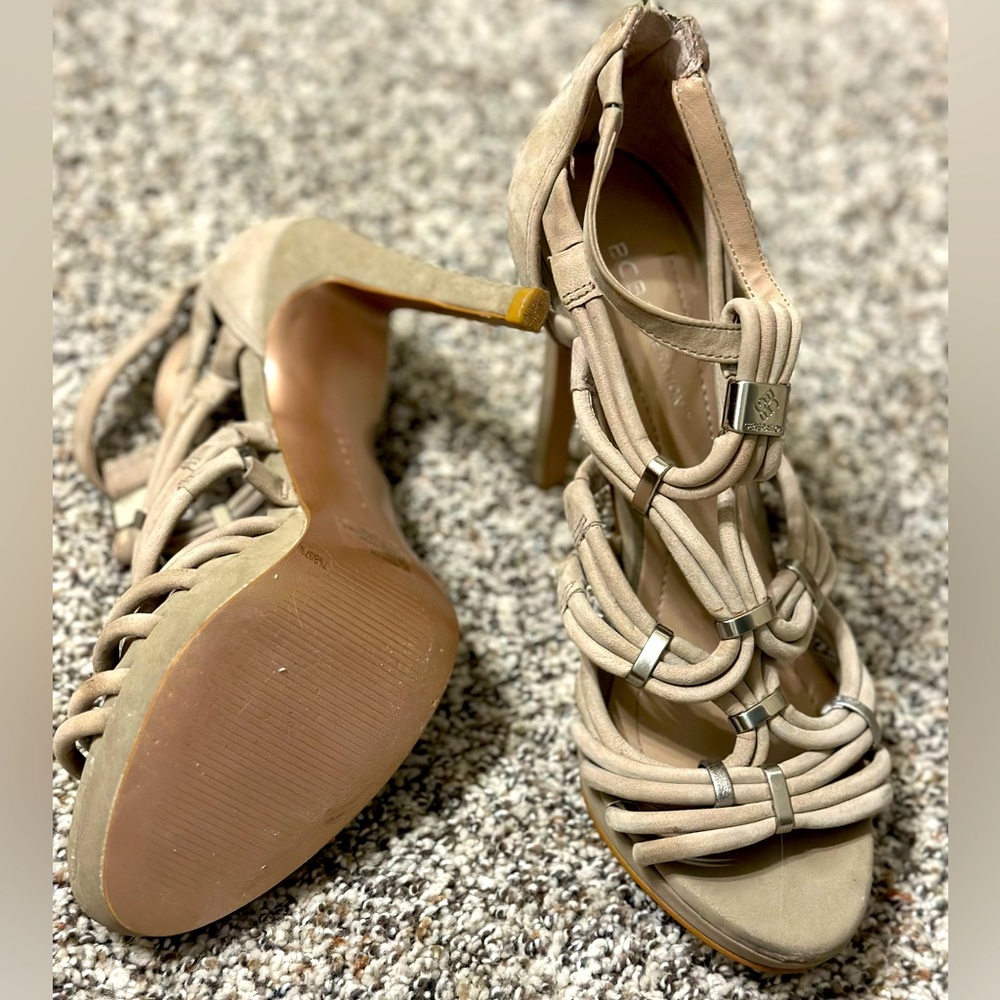 BCBG high heel shoes, size 7.5 tan color. Only used ones.